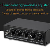 3-Channel Mixer Front Stereo Amplifier High / Mid / Bass Adjuster, USB 5V Power Supply, US Plug, B056
