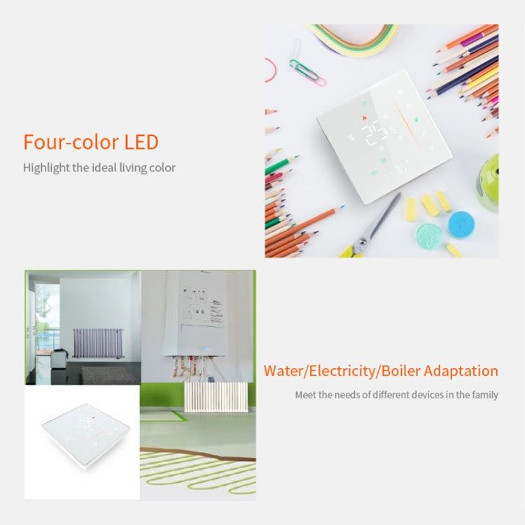 BHT-006GBLW 95-240V AC 16A Smart Home Heating Thermostat for EU Box, Control Electric Heating with Only Internal Sensor & External Sensor & WiFi Connection, BHT-006GBLW