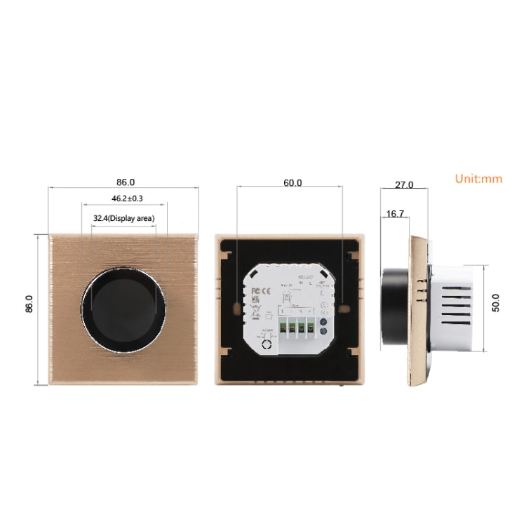 BHT-7000-GBLZB 95-240V AC 16A Smart Knob Thermostat Electric Heating Controller with Zigbee & WiFi, BHT-7000-GBLZB
