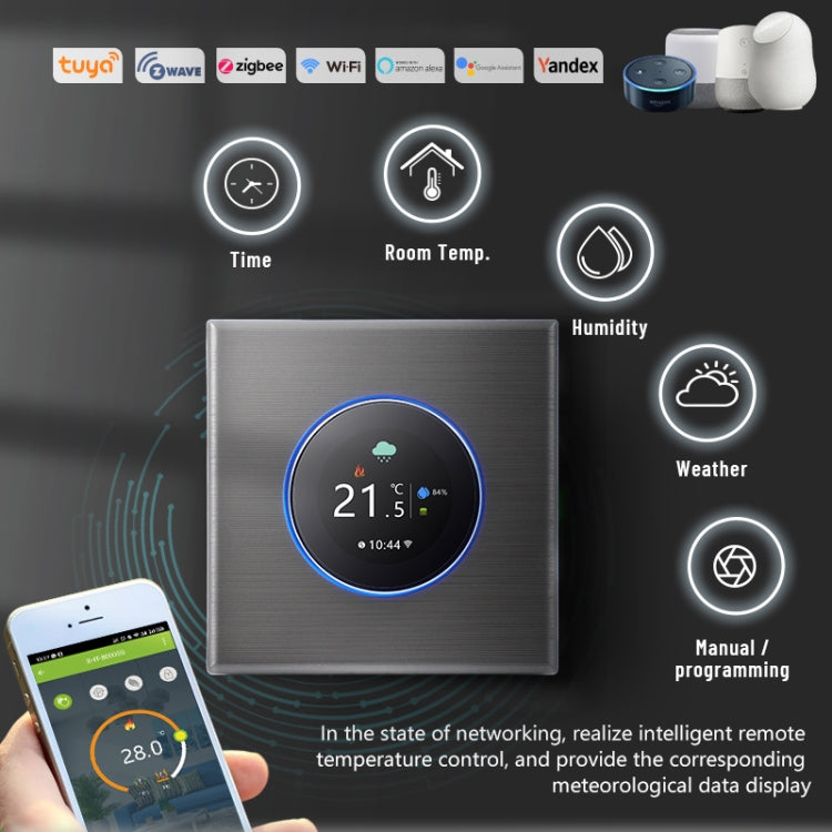 BHT-7000-GBLZB 95-240V AC 16A Smart Knob Thermostat Electric Heating Controller with Zigbee & WiFi, BHT-7000-GBLZB