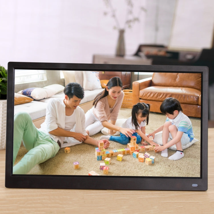 15.6 inch FHD LED Display Digital Photo Frame with Holder & Remote Control, MSTAR V53 Program, Support USB / SD Card Input Black