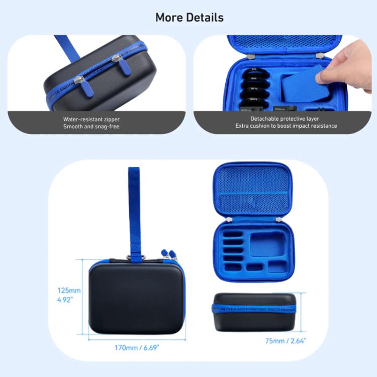 TELESIN DisAdv Medium Hard Shell Carrying Case Storage Bag for DJI Osmo Action 6 / 5 Pro / 4 / 3