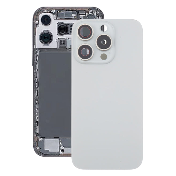 For iPhone 16 Pro Glass Original Battery Back Cover with Camera Lens Cover Silver