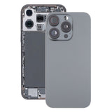 For iPhone 16 Pro Max Glass Original Battery Back Cover with Camera Lens Cover Black