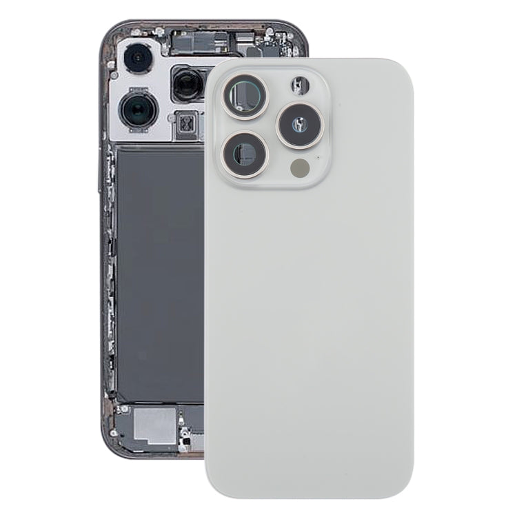 For iPhone 16 Pro Original Glass Battery Back Cover with Camera Lens Cover + MagSafe Magnet Silver