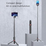 Desktop Multi-Function Live 1.3m Tripod Portable Integrated Bluetooth Selfie Rod, Black Red, Black, White Silver