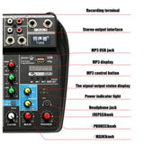 TU04 BT Sound Mixing Console Record 48V Phantom Power Monitor AUX Paths Plus Effects 4 Channels Audio Mixer with USB