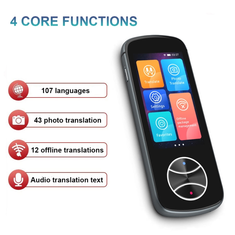 V10 3.0 inch Touch Screen Smart Translator 107 Languages with Offline Translation / Photo Translation