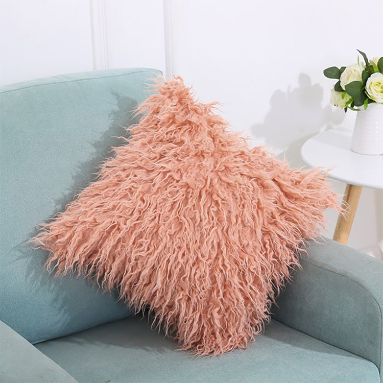 Velvet Long Plush Pillow Cover Popular Square Furry Cover Home Bed Room Decoration Pillowcase, Size: 45 x 45cm Pink