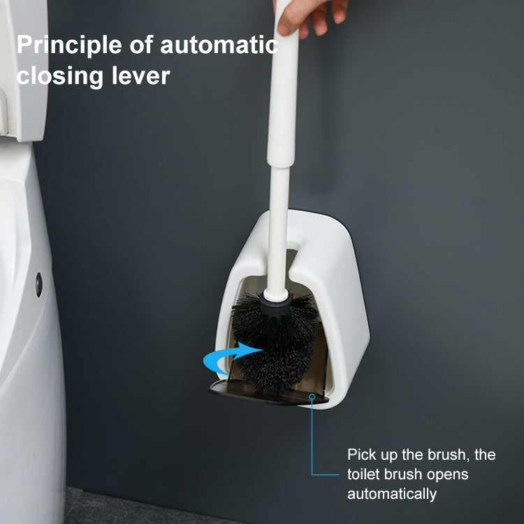 Wall-mounted Toilet Brush Simple No-punching Bathroom Cleaning Brush, White, Black