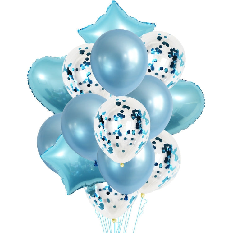 1 Set 18 Inch Aluminum Pearl Sequins Balloon Set Party Decoration Holiday Decoration Sky Blue