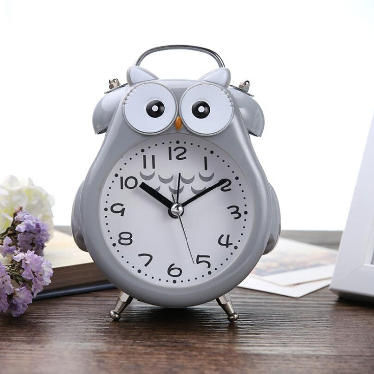 2 PCS Children Creative Cartoon Owl Super Ring Metal Bell Student Alarm Clock Gray