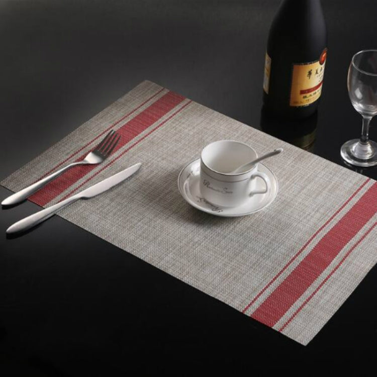 2 PCS Durable PVC Table Mats Coffee Cup Pad Braided Slip Placemats, Size: 30x45cm Red
