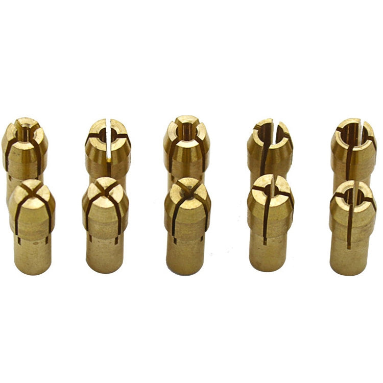 10 in 1 Three-claw Copper Clamp Nut for Electric Mill Fittings，Bore diameter: 0.5-3.2mm, Bore diameter: 0.5-3.2mm
