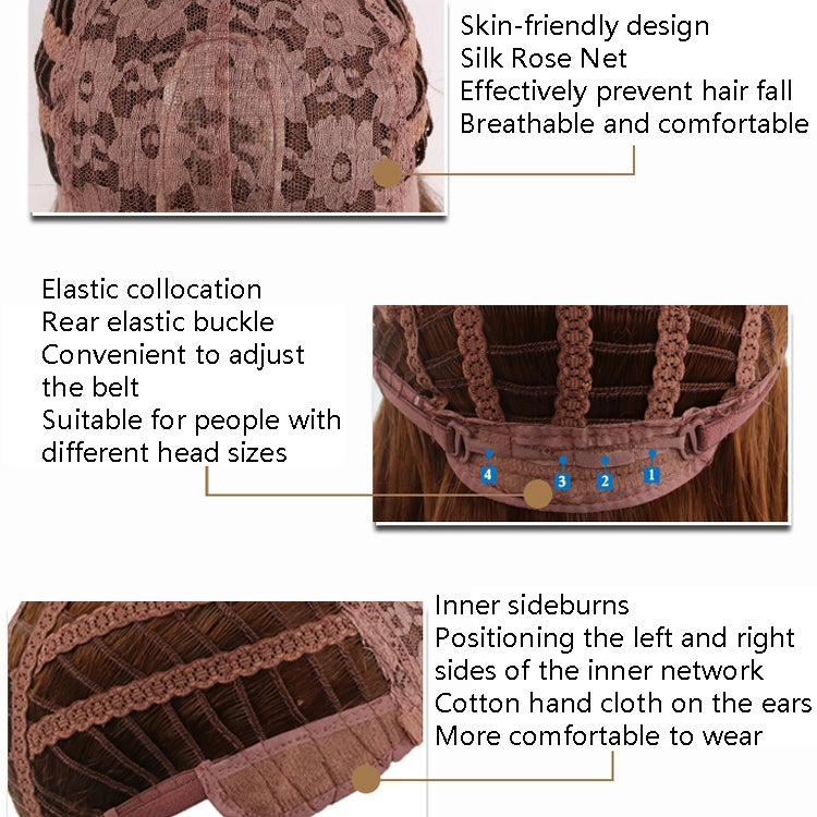 Women Short Hair Wig Full Bangs Chemical Fiber Hair Cover, Brown