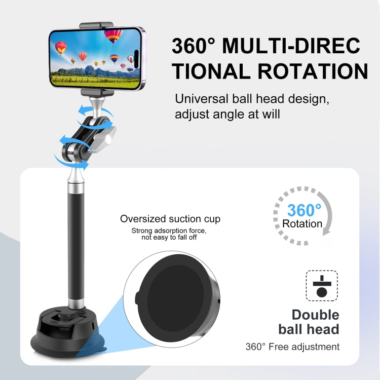 PULUZ Car Suction Cup Arm Mount Phone Tablet Magnetic Holder with Phone Clamp, Car Suction Cup Arm