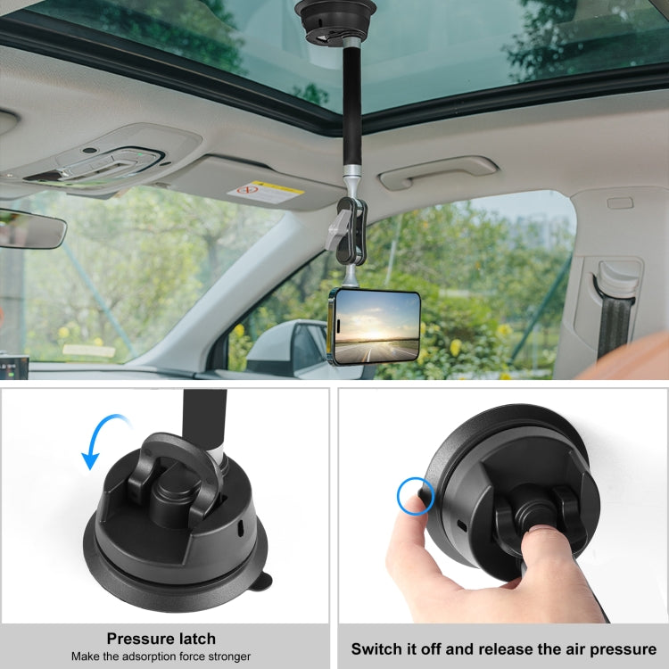 PULUZ Car Suction Cup Arm Mount Phone Tablet Magnetic Holder with Phone Clamp, Car Suction Cup Arm