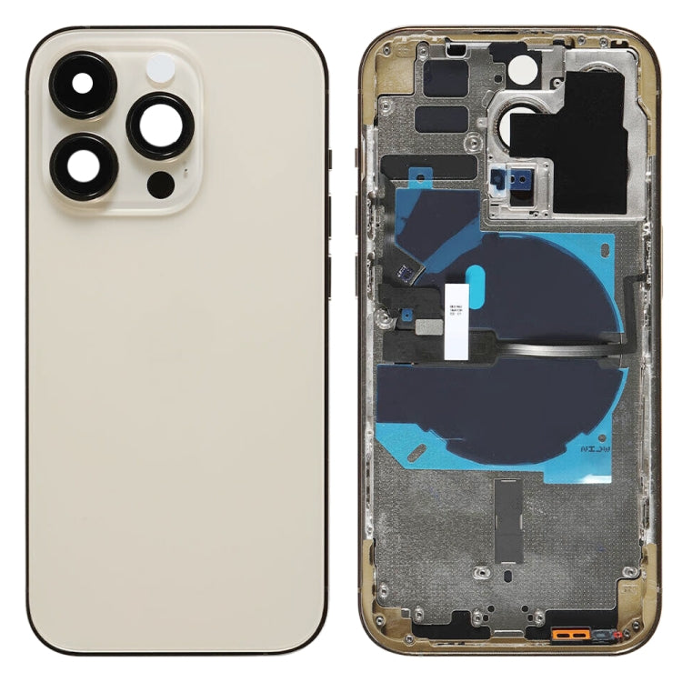 For iPhone 14 Pro Battery Back Cover with Power + Volume Flex Cable + Wireless Charging Module, China Version, CE EU Version, US Version China Version Gold