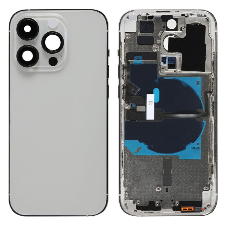 For iPhone 14 Pro Battery Back Cover with Power + Volume Flex Cable + Wireless Charging Module, China Version, CE EU Version, US Version US Version Silver