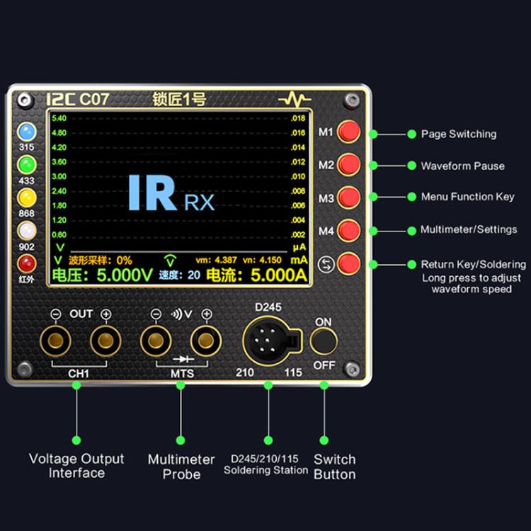 i2C C07 Locksmith No.1 Remote Control Frequency Tester Multimeter, Plug: EU Plug, Configuration 1, Configuration 2