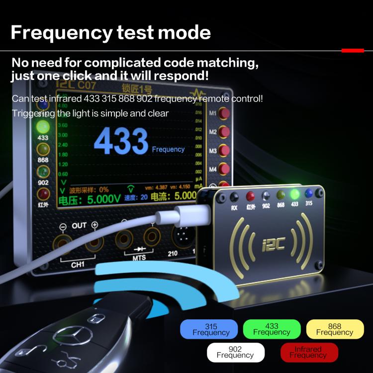 i2C C07 Locksmith No.1 Remote Control Frequency Tester Multimeter, Plug: EU Plug, Configuration 1, Configuration 2