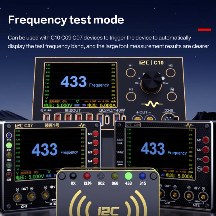 i2C C07 Locksmith No.1 Remote Control Frequency Tester Multimeter, Plug: EU Plug, Configuration 1, Configuration 2
