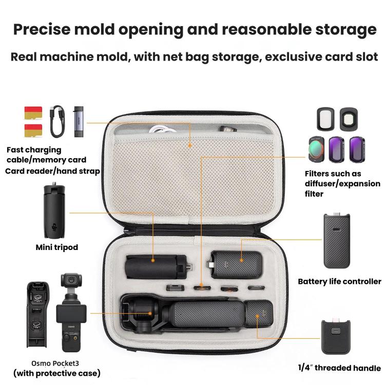 For DJI Osmo Pocket 3 Cwatcun D224 Medium EVA Hard Shell Bag Shockproof Pressure Resistant Storage Bag, D224