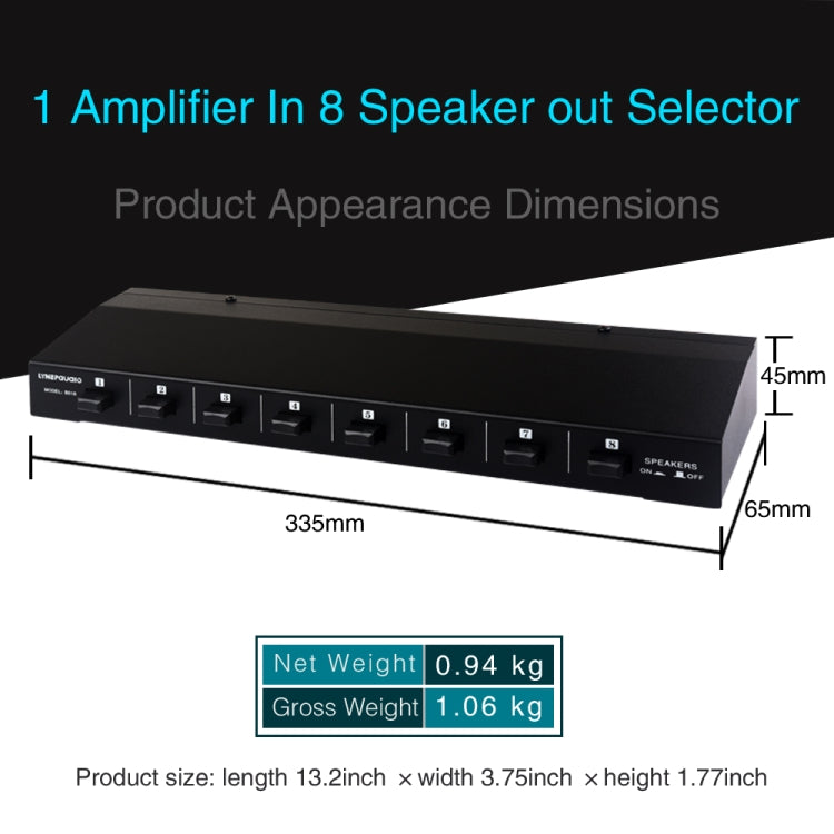 100W 1 In 8 Out Power Amplifier Box Distribute Switcher Loudspeaker