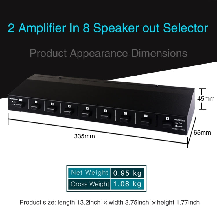 100W 2 In 8 Out Power Amplifier Loudspeaker Box Switcher