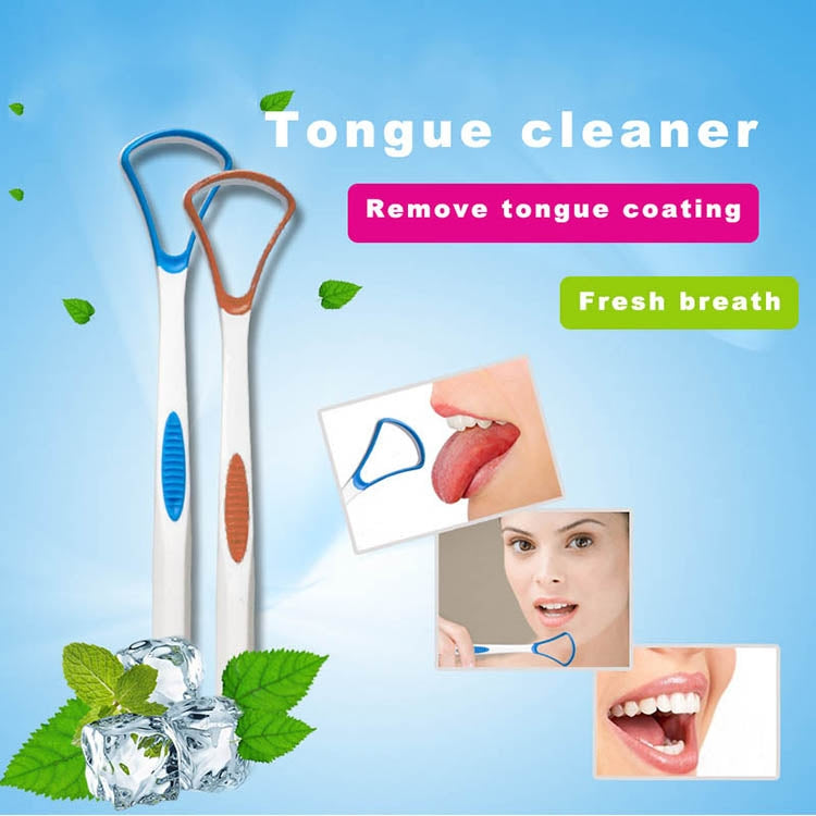 2 PCS Tongue Coating Cleaning Scraper To Remove Bad Breath Tongue Brush Random Color Delivery