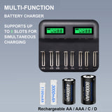5V 2A USB 8 Slot Battery Charger for AA & AAA & C / D Battery, with LCD Display