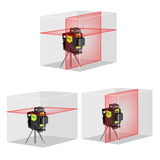902CR 2×360 Degrees Laser Level Covering Walls and Floors 8 Line Red Beam IP54 Water / Dust proof