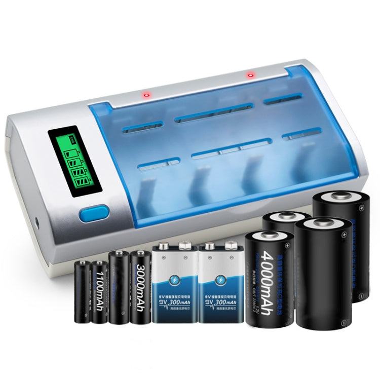 AC 100-240V 4 Slot Battery Charger for AA & AAA & C / D Size Battery, with LCD Display, US Plug