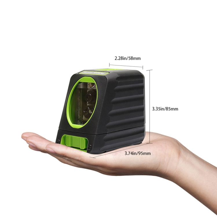 BOX-1G 1V1H 40mW & 10mW 2 Line Green Beam Laser Level Covering Walls and Floors