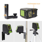 BOX-1G 1V1H 40mW & 10mW 2 Line Green Beam Laser Level Covering Walls and Floors