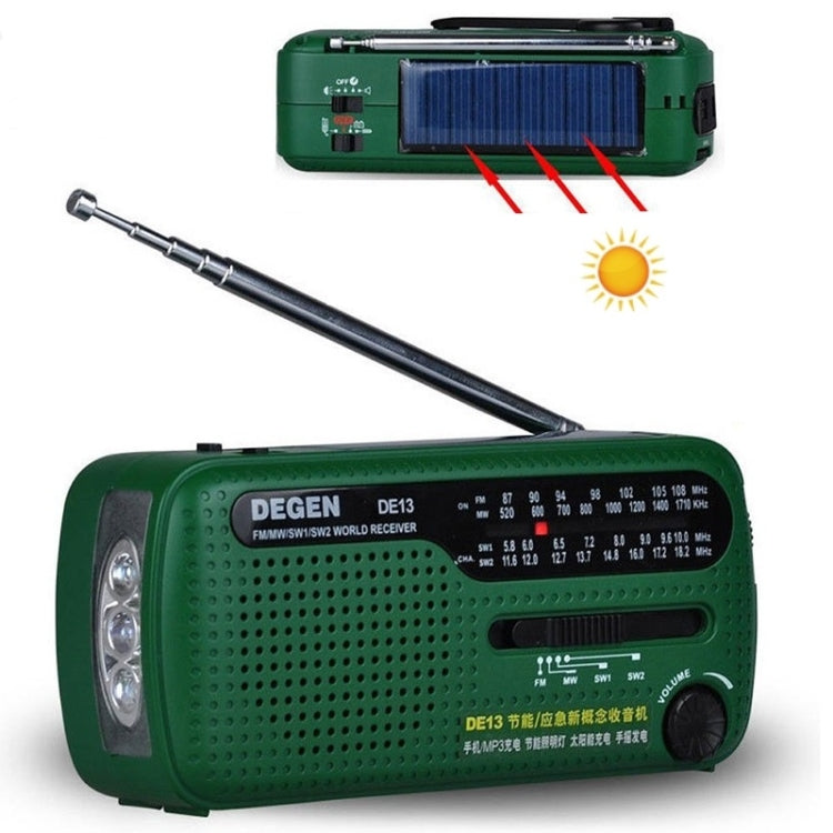 DE13 Hand-Cranked Power Full Band Solar Charging Emergency Outdoor Radio