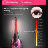Duosi DY-102 Portable Pen Style Heated Long-Lasting Electric Ironing Eyelash Curler USB Rechargeable Electric Heated Makeup Curling Clip