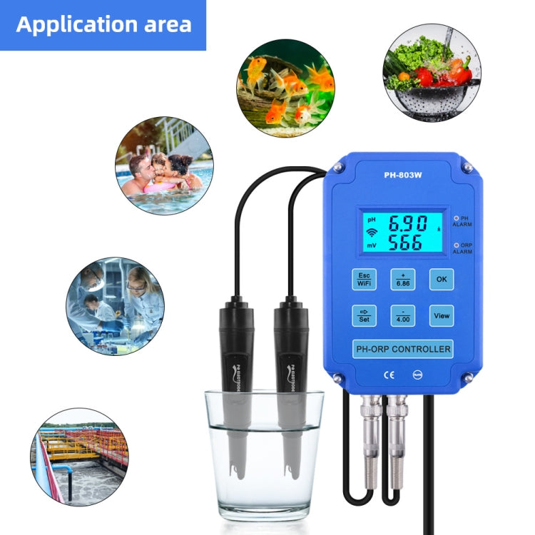 KL-803W Mobile Phone WIFI Monitoring Digital Acid-Base And Redox Controller Household PH Meter, EU Plug