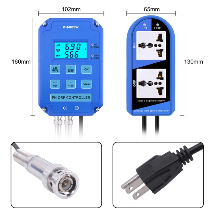 KL-803W Mobile Phone WIFI Monitoring Digital Acid-Base And Redox Controller Household PH Meter, EU Plug