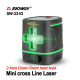 SNDWAY SW-331G Laser Level 2 Lines 360 Degree Rechargeable Battery Green Beam Self Leveling Level Laser 3D Rotary Vertical Horizontal