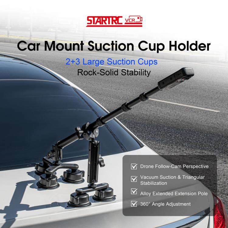 STARTRC Dual-leg Suction Cup and Three-leg Car Suction Cup Mount with Selfie Stick Set