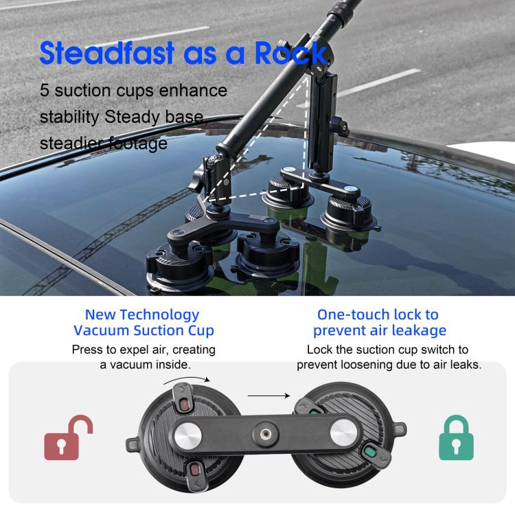 STARTRC Dual-leg Suction Cup and Three-leg Car Suction Cup Mount with Selfie Stick Set