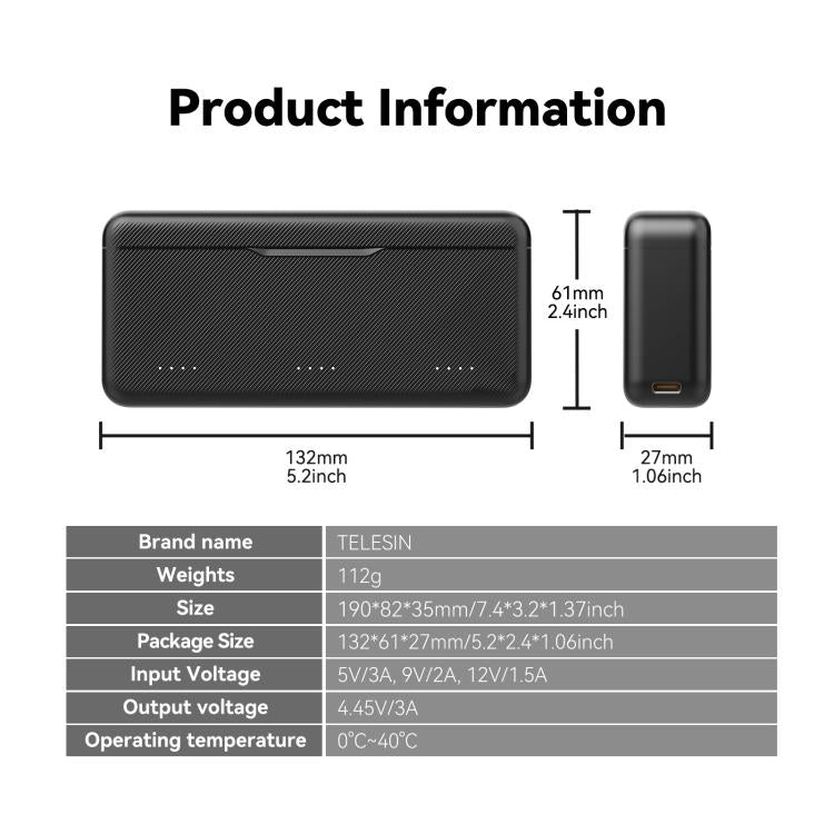 TELESIN Fast Charging Case For DJI Osmo Action 6 / 360 / 5 Pro 3-Slot Battery Storage Box