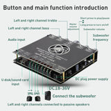 TPA7498e Power Amplifier Board Bluetooth Module Stereo 2.1 Audio Treble and Bass Control Subwoofer