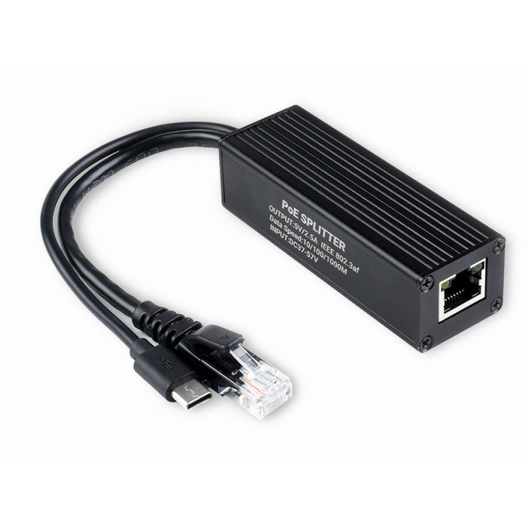Waveshare Metal Case Gigabit PoE Splitter, 5V 2.5A Type-C Out Default Title