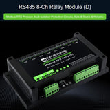 Waveshare Modbus RTU 8-Channel RS485 Relay Module With Digital Input Multi Isolation Protection Circuits, 7~36V Power Supply
