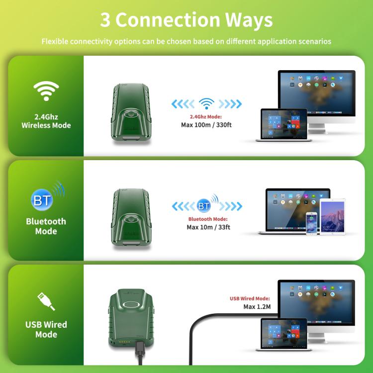 Cell Phone Back Clip Portable 1D Code Wireless Bluetooth Scanner, E740