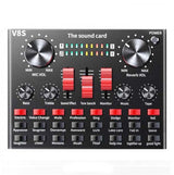 V8S Sound Card Mobile Phone Computer Anchor Live K Song Recording Microphone, English Version, V8S + Golden Net BM700 Set, V8S + Black Bet BM700 Set English Version