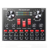V8S Sound Card Mobile Phone Computer Anchor Live K Song Recording Microphone, English Version, V8S + Golden Net BM700 Set, V8S + Black Bet BM700 Set