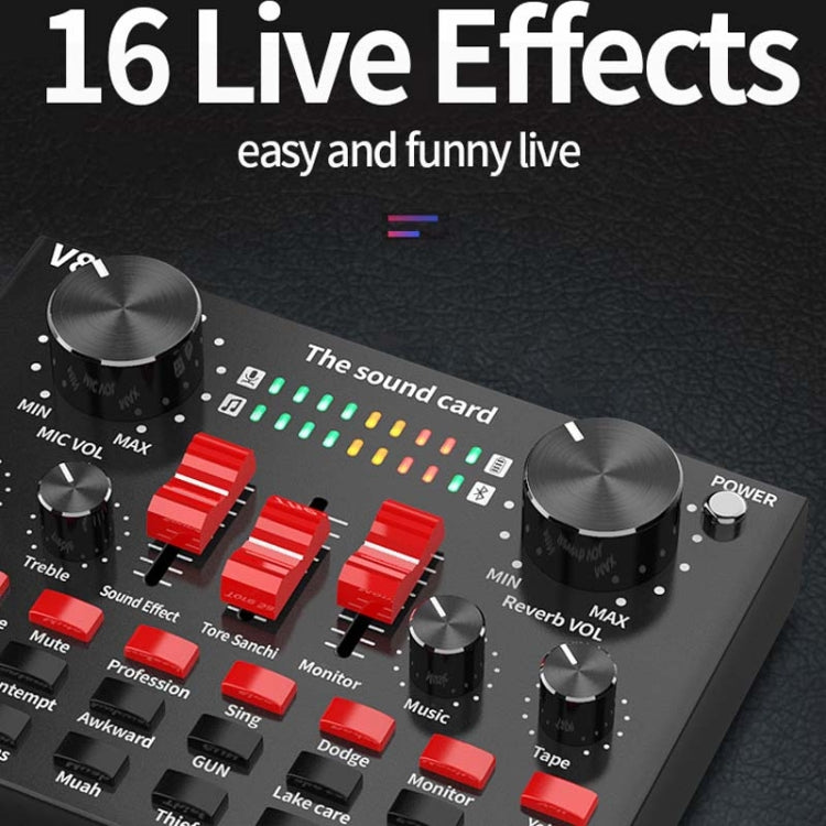 V8S Sound Card Mobile Phone Computer Anchor Live K Song Recording Microphone, English Version, V8S + Golden Net BM700 Set, V8S + Black Bet BM700 Set